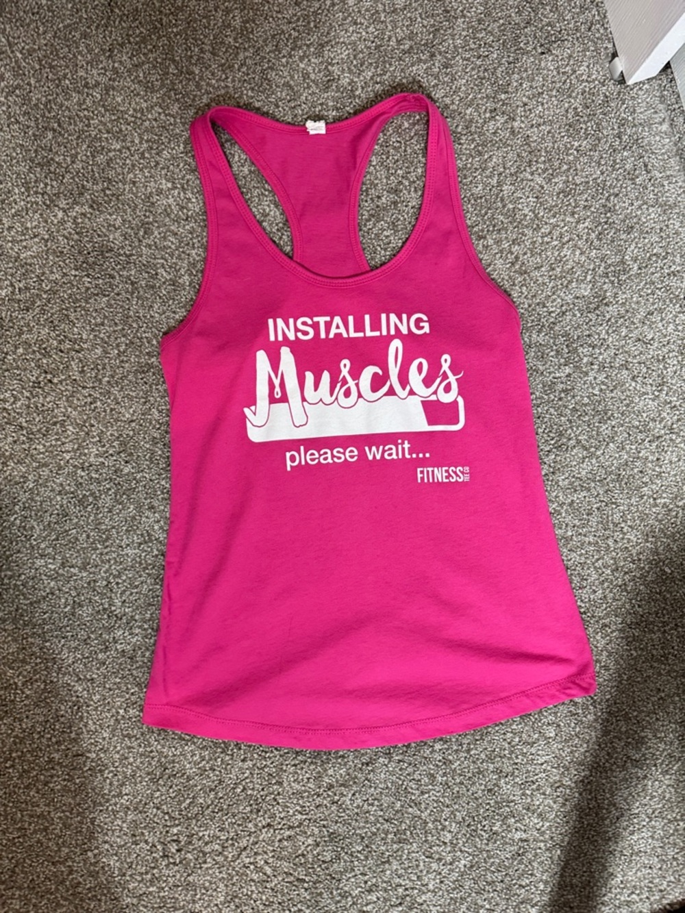 Racerback Workout Tank - Hot Pink with 'Installing Muscles' Graphic